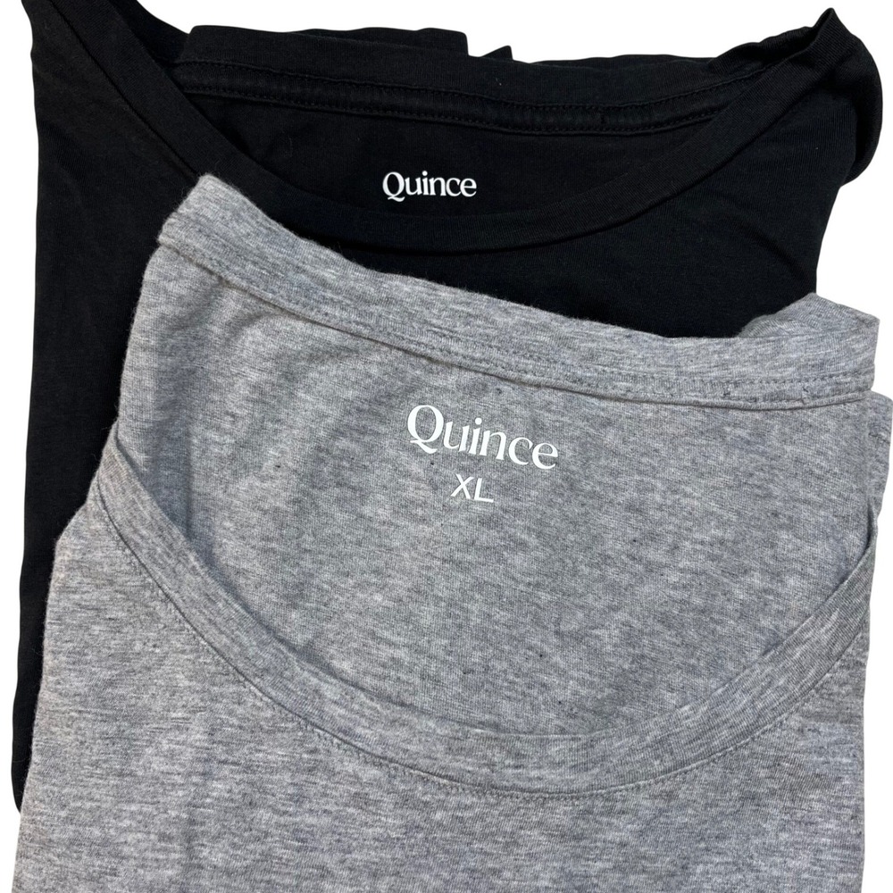 Bundle of 2 Quince Womens XL Cotton Modal Short Sleeve T-Shirts Black Grey Basic